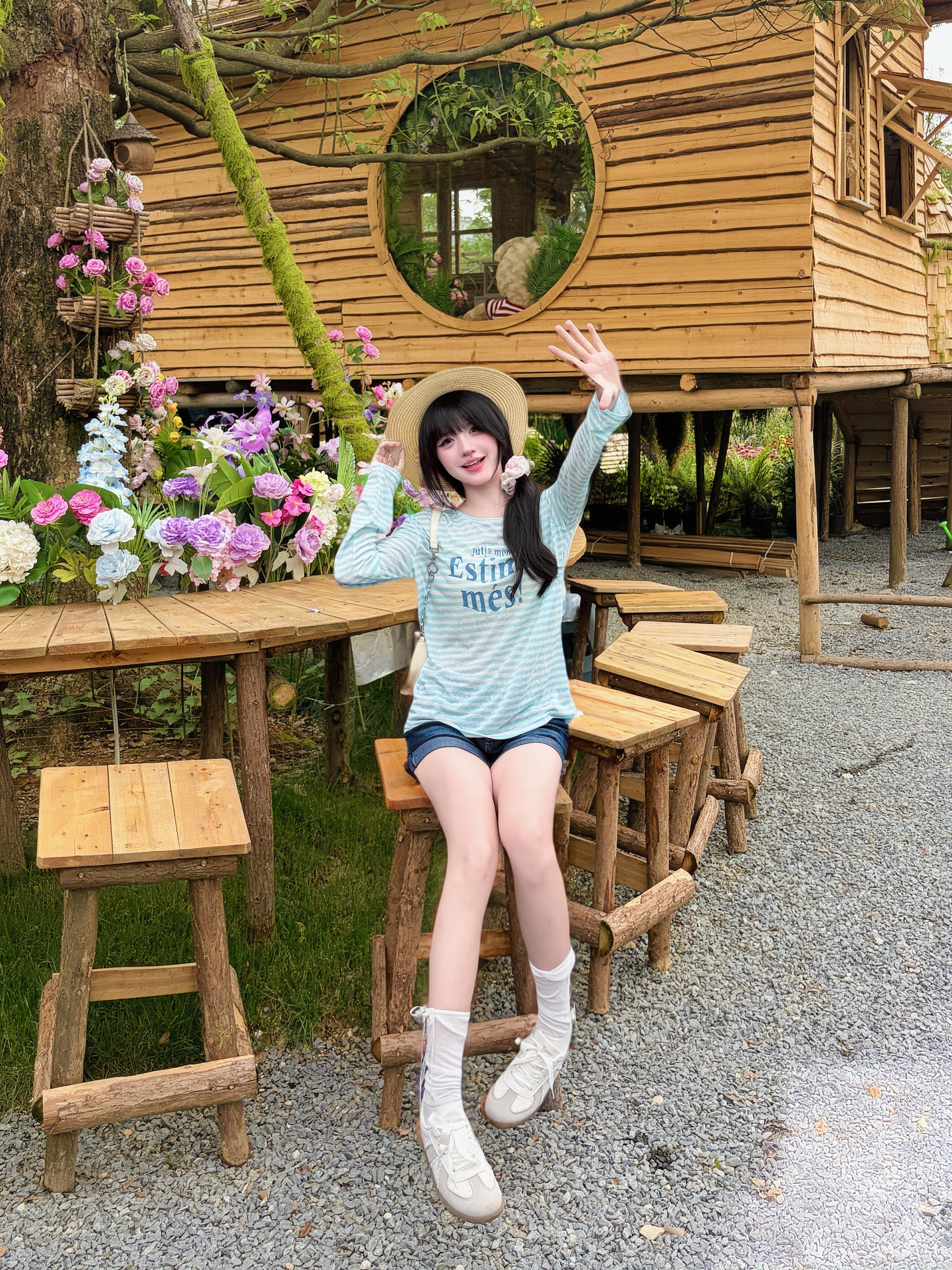 05女大夏日💦多巴胺outfit|海盐蓝🧊罩衫➕水洗牛仔裤🧩好有青春活力感~